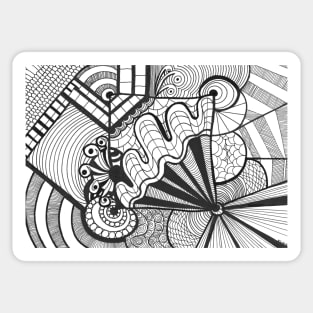 Abstract pattern to print with curves, lines, stripes inspired by zentangle Sticker